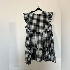 SHEIN Black and White Checkered Kids Dress
